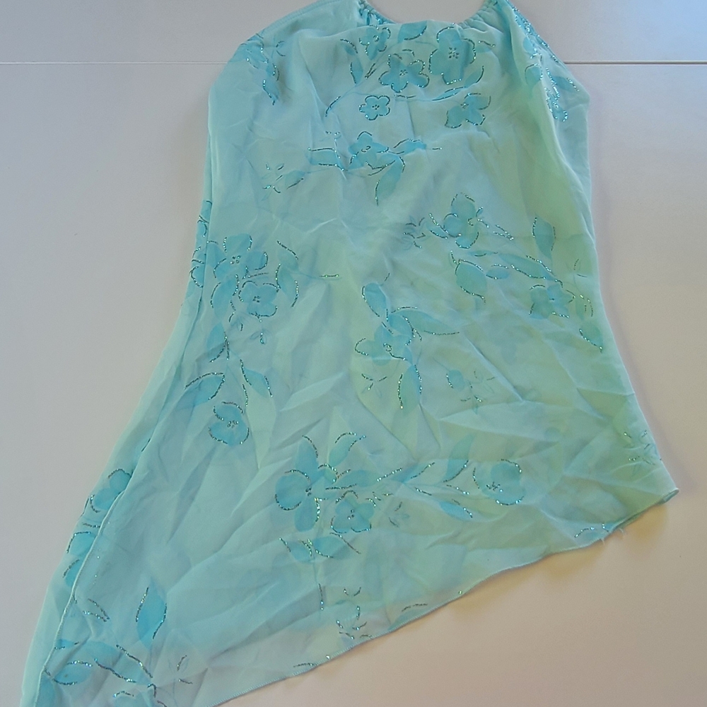 Finesse Light Blue Sheer Floral Top